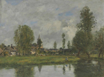 Eugene Boudin Village in the Outskirts of Dunkerque oil painting reproduction
