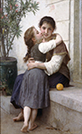 William-Adolphe Bouguereau A Little Coaxing (1890) oil painting reproduction