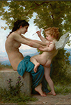 William-Adolphe Bouguereau A Young Girl Defending Herself Against Eros (1880) oil painting reproduction