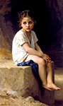 William-Adolphe Bouguereau At the Foot of the Cliff (1886) oil painting reproduction