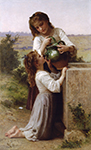 William-Adolphe Bouguereau At The Fountain (1897) oil painting reproduction