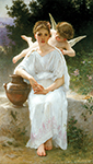 William-Adolphe Bouguereau Whisperings of Love (1889) oil painting reproduction