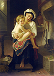 William-Adolphe Bouguereau Young Mother Gazing At Her Child (1871) oil painting reproduction
