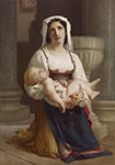 William-Adolphe Bouguereau Italian Peasant Kneeling with Child  oil painting reproduction