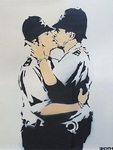 Banksy Kissing Coppers oil painting reproduction