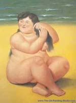 Fernando Botero Woman on the Beach oil painting reproduction