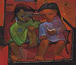 Angel Botello Ninos sentados oil painting reproduction