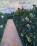 Gustave Caillebotte Garden Path with Dahlias in Petit Gennevilliers - 1890-1891 oil painting reproduction