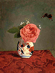 Gustave Caillebotte Garden Rose and Blue Forget-Me-Nots in a Vase - 1871 oil painting reproduction