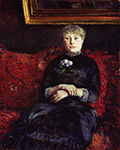 Gustave Caillebotte Woman Sitting on a Red-Flowered Sofa- 1882  oil painting reproduction