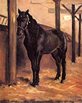 Gustave Caillebotte Yerres, Dark Bay Horse in the Stable - 1871 oil painting reproduction