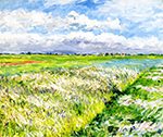 Gustave Caillebotte Fields, Plaine de Gennevilliers, Study in Yellow and Green - 1884  oil painting reproduction