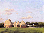 Gustave Caillebotte Harvest, Landscape with Five Haystacks - 1874 oil painting reproduction