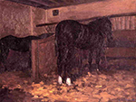 Gustave Caillebotte Horses in the Stable - 1874  oil painting reproduction