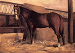 Gustave Caillebotte Yerres, Reddish Bay Horse in the Stable - 1871 oil painting reproduction