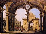 Giovanni Canaletto Capriccio of a Renaissance Triumphal Arch seen from the Portico of a Palace oil painting reproduction