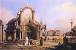 Giovanni Canaletto Capriccio of a Round Church with an Elaborate Gothic Portico in a Piazza, a Palladian Piazza and a Gothic Church Beyond oil painting reproduction