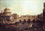 Giovanni Canaletto Capriccio of the Grand Canal With an Imaginary Rialto Bridge and Other Buildings oil painting reproduction