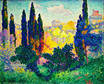 Henri-Edmond Cross Cypress Trees at Cagnes,1908  oil painting reproduction