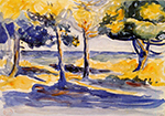 Henri-Edmond Cross Trees by the Sea, 1906 oil painting reproduction