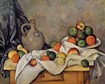 Paul Cezanne Still Life with Jug, Curtain and Fruit, 1893-94 oil painting reproduction