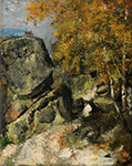 Paul Cezanne Rocks at Fontainebleau Forest, 1865-68 oil painting reproduction