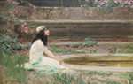 Herbert James Draper A Young Girl by a Pool oil painting reproduction