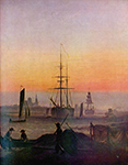 Caspar David Friedrich Greifwald Harbour (1818-20)  oil painting reproduction