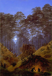 Caspar David Friedrich Inside the Forest under the Moonlight oil painting reproduction