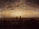 Caspar David Friedrich Deux hommes en bord de mer au crepuscule  oil painting reproduction