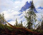 Caspar David Friedrich Mountain Peak with Drifting Clouds (1822)  oil painting reproduction