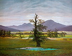 Caspar David Friedrich Village Landscape in Morning Light (The Lone Tree) (1822)  oil painting reproduction