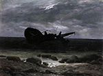 Caspar David Friedrich Wreck in the Moonlight (1835)  oil painting reproduction
