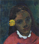 Paul Gauguin Head of Tahitian Woman with a Flower in Hair, 1891 oil painting reproduction