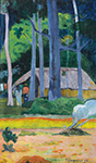 Paul Gauguin Hut under the Trees, 1892 oil painting reproduction