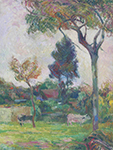 Paul Gauguin Plain with Two Cows, 1883 oil painting reproduction