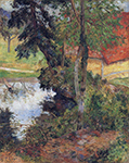 Paul Gauguin Red Roof by the Water, 1885 oil painting reproduction