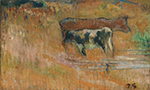 Paul Gauguin Cow and her Calf, 1888 oil painting reproduction