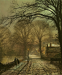 John Atkinson Grimshaw A Moonlit Country Road, 1877 oil painting reproduction