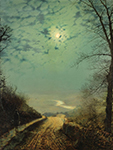 John Atkinson Grimshaw A Wet Road by Moonlight, Wharfedale, 1872 oil painting reproduction