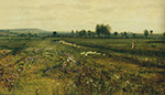 John Atkinson Grimshaw An Extensive Meadow Landscape with Geese by a Stream, 1892 oil painting reproduction
