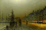 John Atkinson Grimshaw Greenock Harbour at Night, 1893 oil painting reproduction