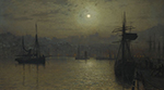 John Atkinson Grimshaw Old Scarborough, Full Moon, High Water, 1879 oil painting reproduction