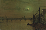John Atkinson Grimshaw Waterloo Bridge, London, Looking East, 1883 oil painting reproduction