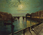John Atkinson Grimshaw Whitby Harbor by Moonlight, 1867 oil painting reproduction