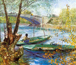Vincent Van Gogh Fishing in the Spring (Thick Impasto Paint) oil painting reproduction