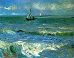 Vincent Van Gogh Seascape at Saintes-Maries-de-la-Mer-Impasto Paint oil painting reproduction