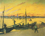 Vincent Van Gogh Coal Barges (Thick Impasto Paint) oil painting reproduction