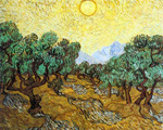 Vincent Van Gogh Olive Trees with Yellow Sky and Sun oil painting reproduction