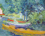 Vincent Van Gogh Bank of the Oise at Auvers (Thick Impasto Paint) oil painting reproduction